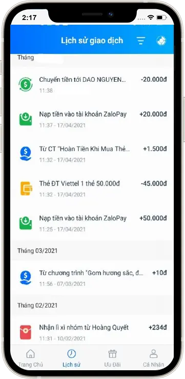 Bước 2 : Nhấn vào Giao dịch cần kiểm tra